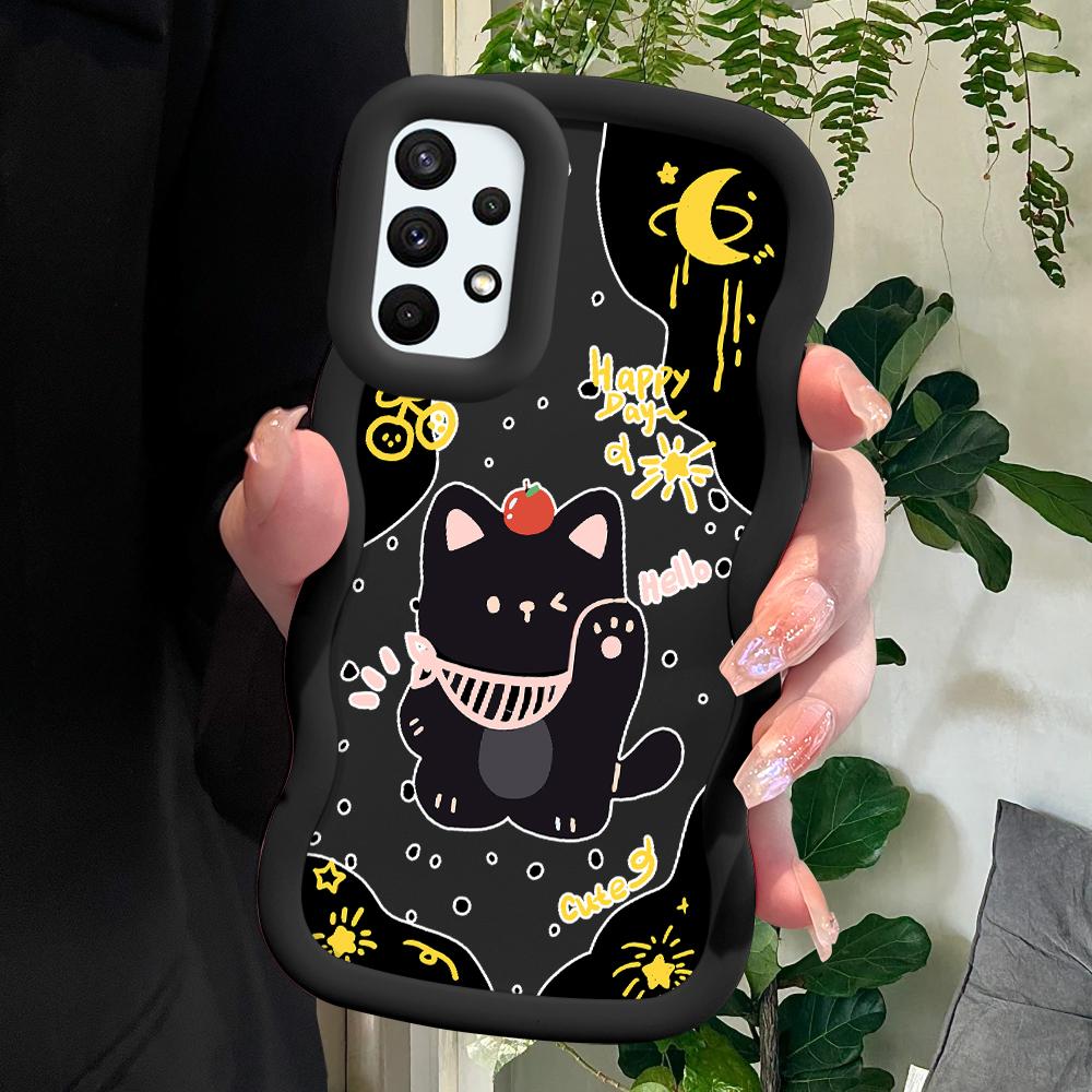 

Окрашенный узор Big Wave Edge Мягкий силиконовый материал Macaron чехол для телефона противоударный защитный резиновый чехол для Samsung Xiaomi Poco Redmi Samsung S25 Ultra 5G чёрный