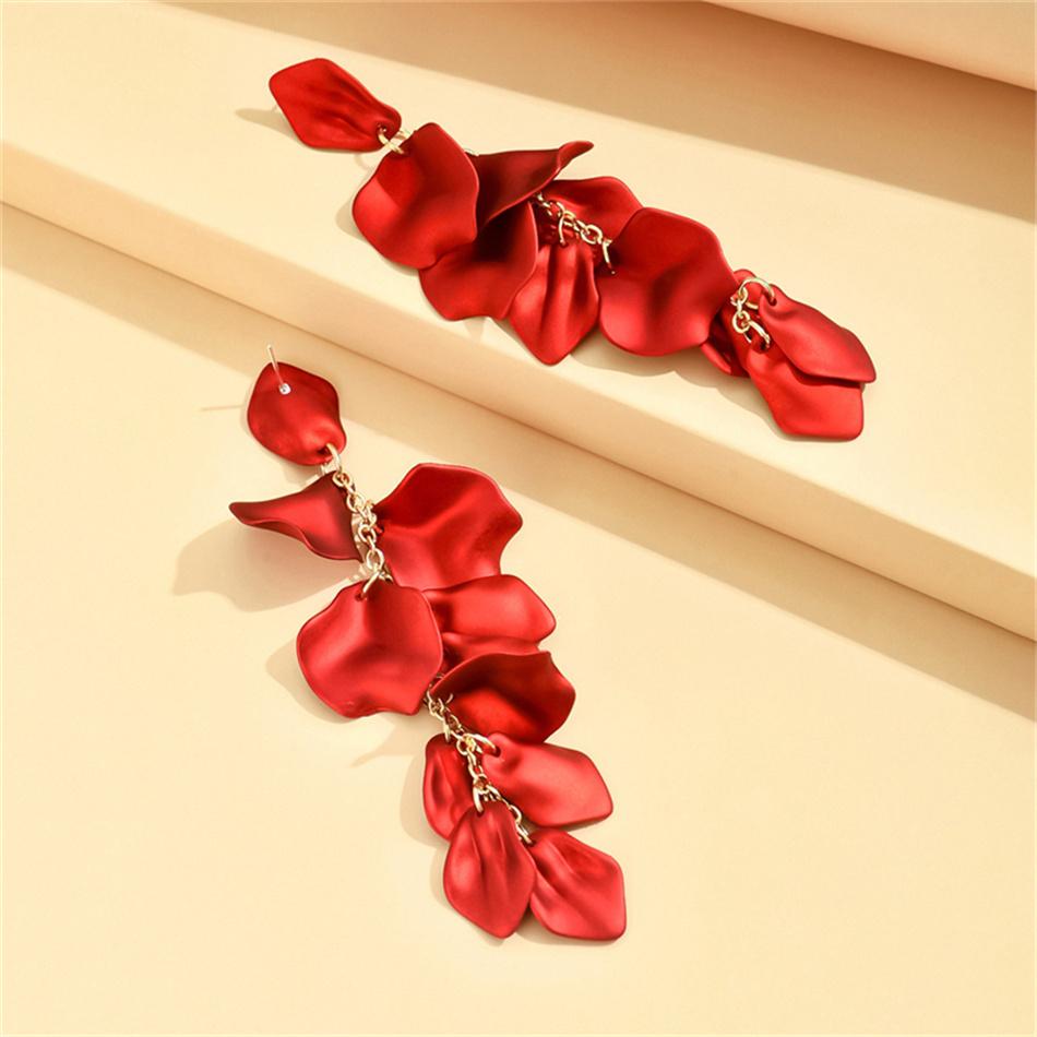 Red Blue Colors Long Tassel Petals Earrings For Women Girl's Earing Lady Temperament Brincos Pendientes