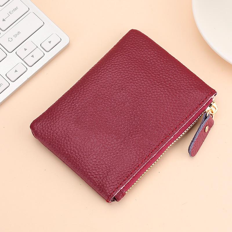 Leather Change Bag, Men's and Women's Card Bag, Soft Leather Mini Coin Bag, Key Storage Bag, First Layer Cowhide Zipper, Small Wallet.