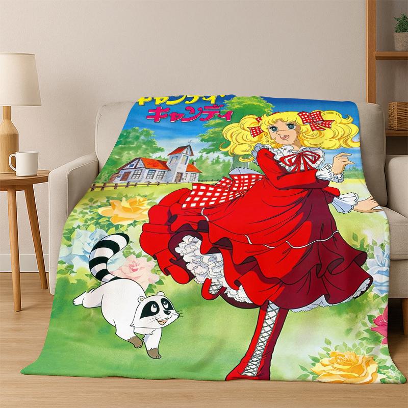 Candy Candy Dziewczynka Kreskówka Anime Koc Flanelowy Miękki Ciepły Koc Koc Rzutowy do Sypialni Salonu Łóżka Podróży Pikniku Prezent