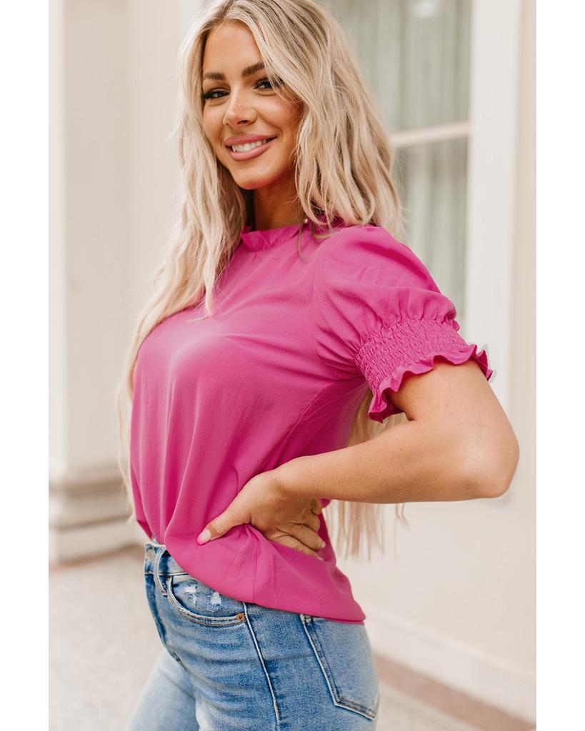 Azura Exchange Smocked Puff Sleeve Blouse