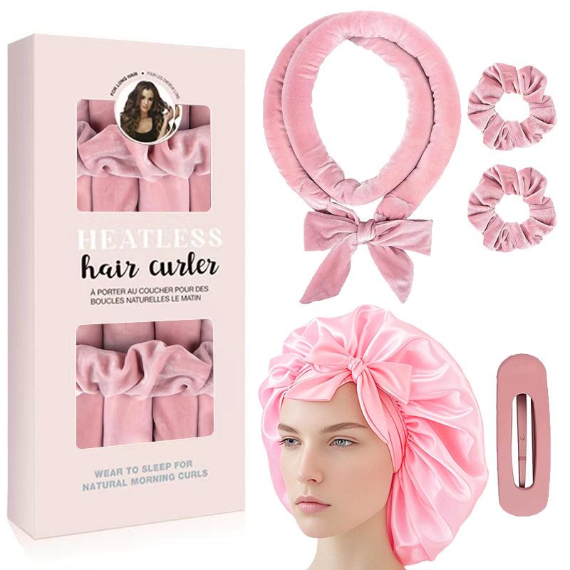 Heatless curling iron hair tie streamer coiler hairdressing big wave sleep gift box set