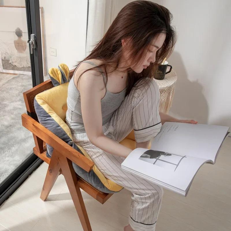 Thickened Seat Cushion with Backs and Cushion Semi-Enclosed Seat Cushion Office Sedentary Cushion Integrated Seat Cushion