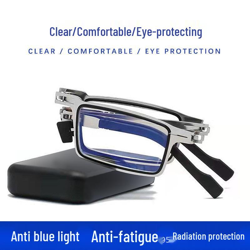 

Ультратонкие складные очки для чтения из нержавеющей стали с защитой от синего света, легкие и безвинтовые +200