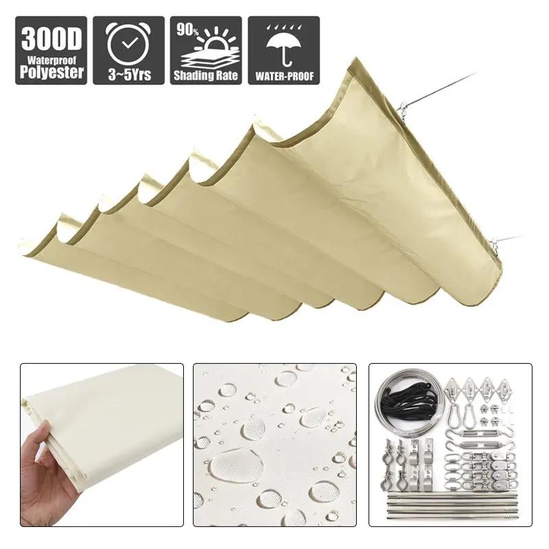 Milky Waterproof Wave Sunshade Net UV Resistant Polyester Fabric Pergola Sun Canopy Swimming Pool Shaing Sail Outdoor Awning
