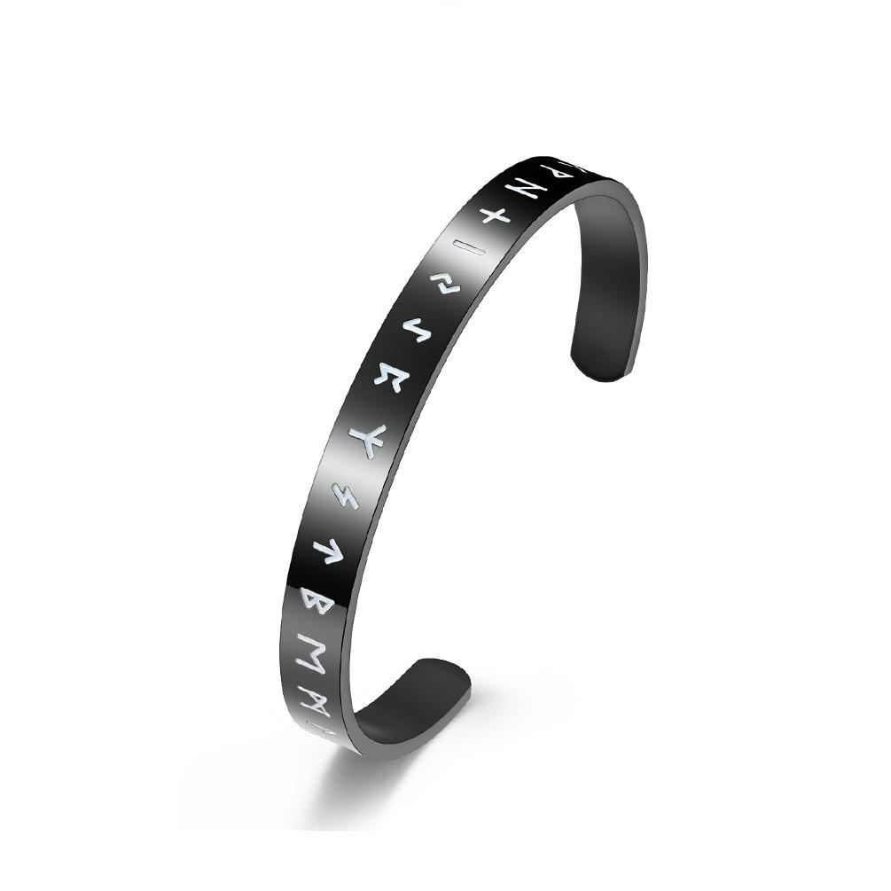 Titanium Steel Jewelry Nordic Viking Text Open Bracelet Viking Totem Mens and Womens Bracelet Handpiece