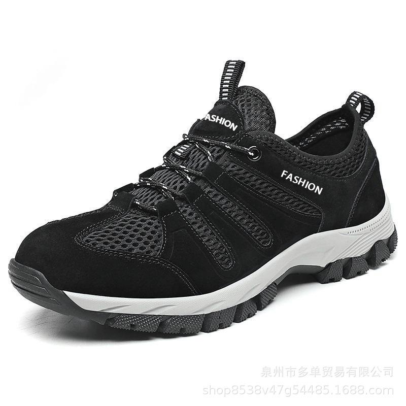 Hiking shoes platform sole lightweight low top lace drain hole lightweight mesh shoes non-slip breathable sneakers
