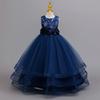 Girls Party Evening Dress Skirt Flower Mesh Tutu Middle and Big Kids Long Christmas Performance Costume 632 Children's Princess