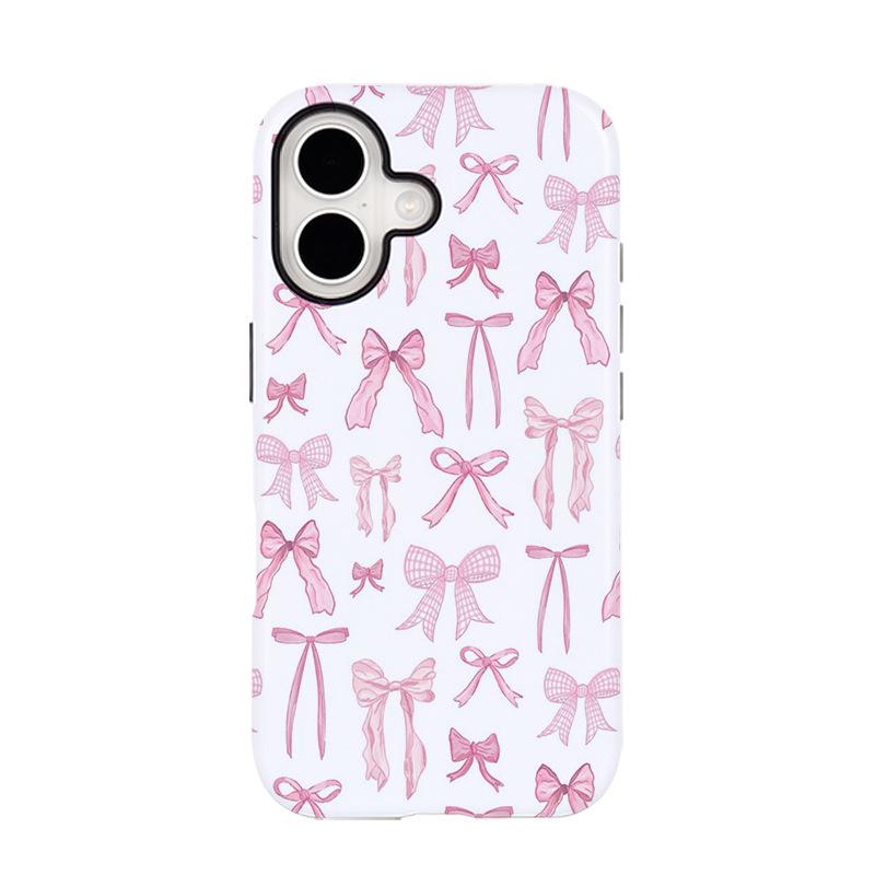 Pink Bow Apple 17 Pro Max Phone Case with Magnetic Film - Two-in-One Protective and Anti-Drop Design. iPhone 12 Pro Max