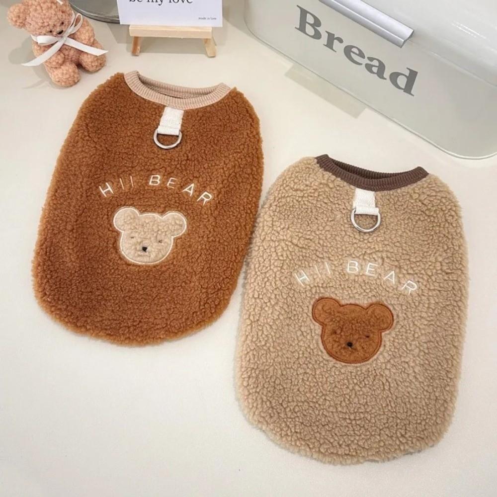 with D-Ring Pet Jacket Bear Print Pug Teddy Coat Fashion Dog Vest  Chihuahua Outfits