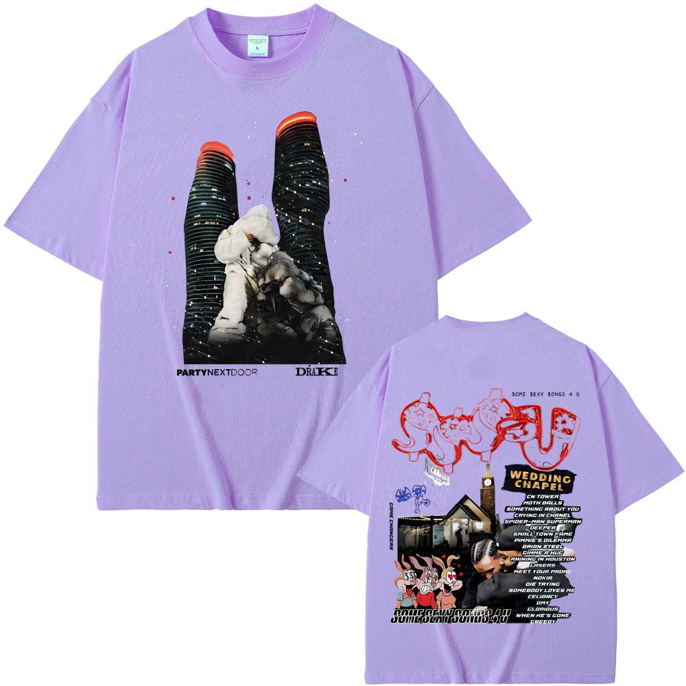 Rapper PARTYNEXTDOOR & Drake Some Sexy Songs 4 U SSS4U 2025 Double Sided Print T Shirts Men Fashion Hip Hop Oversized T-shirts