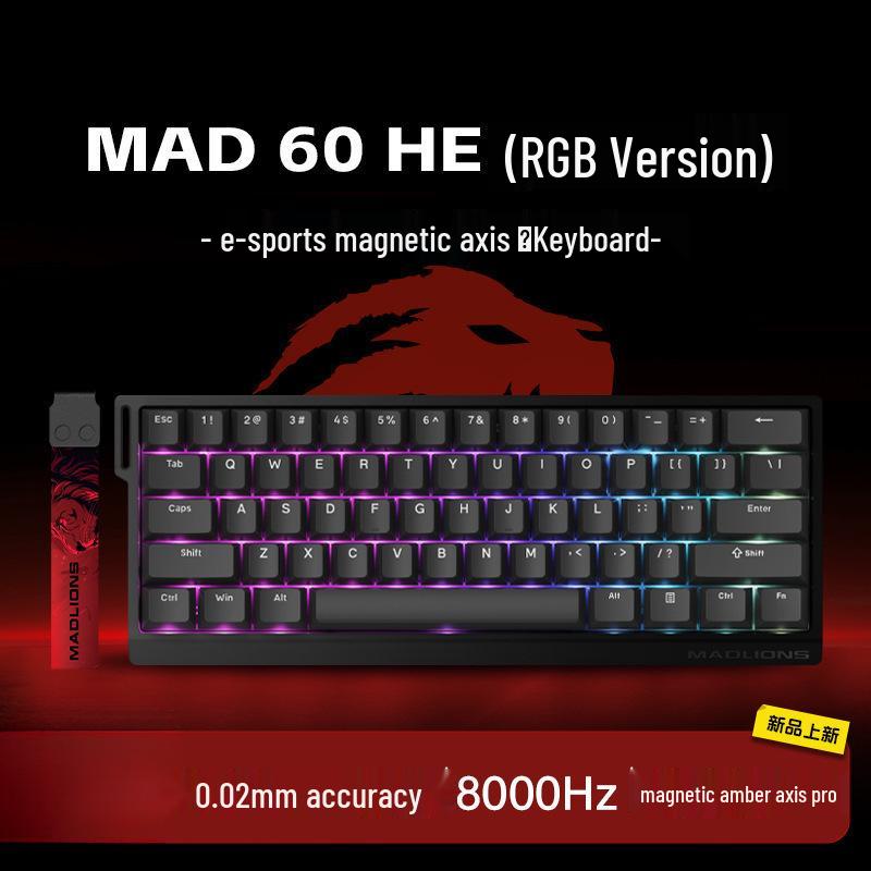 

Low Latency 61-Key Hot-Swappable Gaming Keyboard with Magnetic Switch D60 HE68
