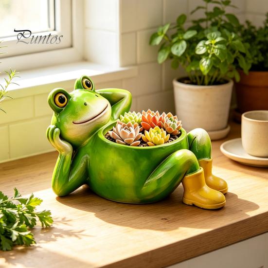 Kleine Vetplant Pot Binnen Schattige Liggende Kikker Plantenbak, Decoratieve Hars Plantenpot, Grappige Plantenbakken voor Planten Container Buiten Bloemen