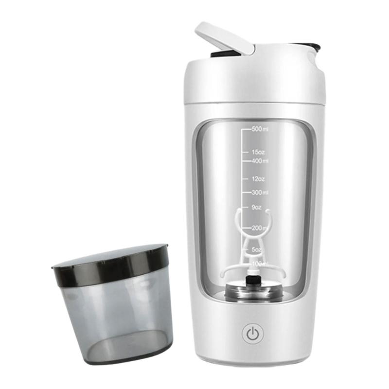 Electric Shaker Bottle 650ml Rechargeable Powerful with Powder Compartment for Smooth Protein Shakes Supplement Storage