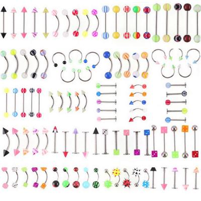 105 Bucăți Loturi Mari Bijuterii Piercing Corporal Sprânceană Inel Bară Buric Limbă