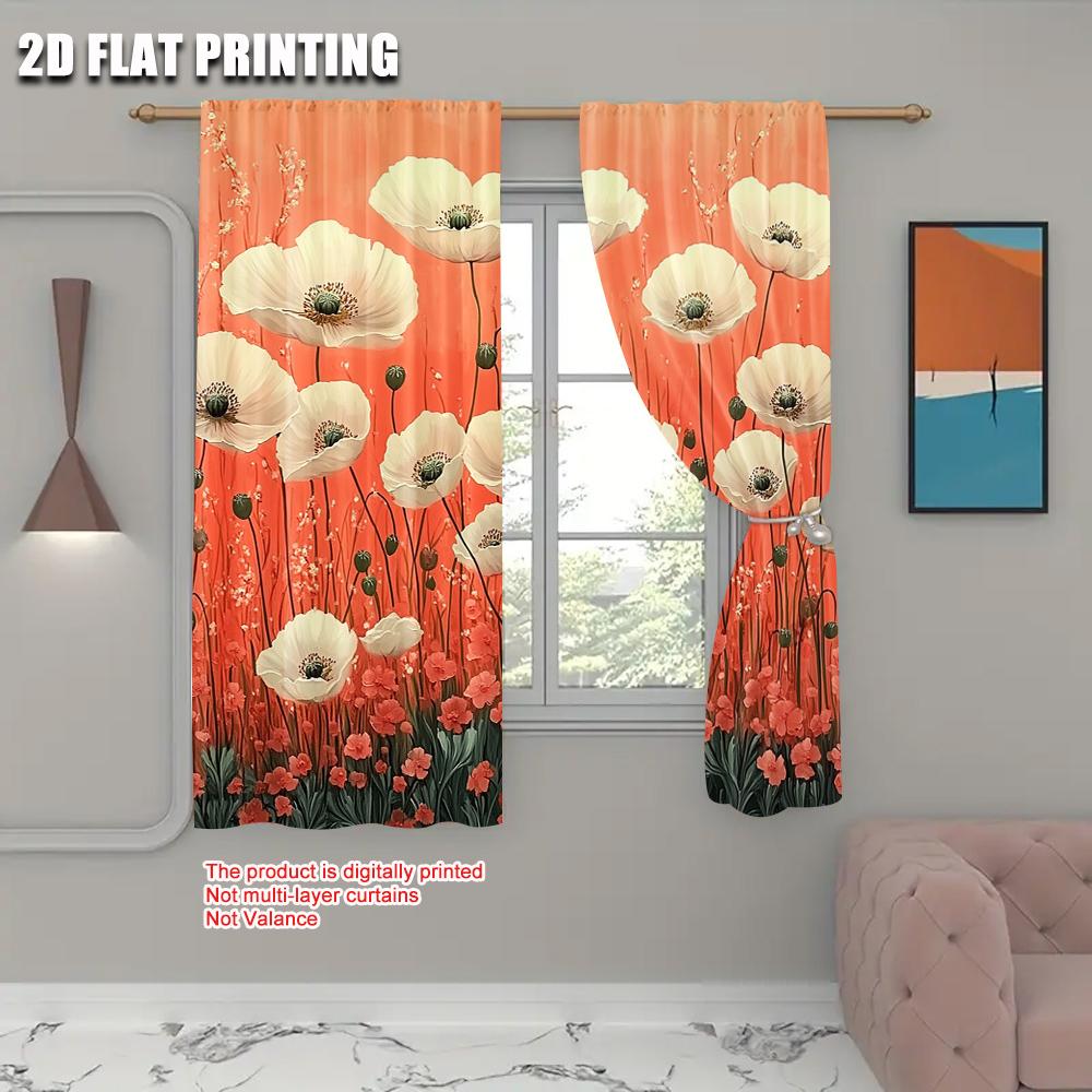 2pc     Curtain Flowers and Plants (9) Fabric  Without Electricity Birthday Party Perfect for Seasonal Decorations