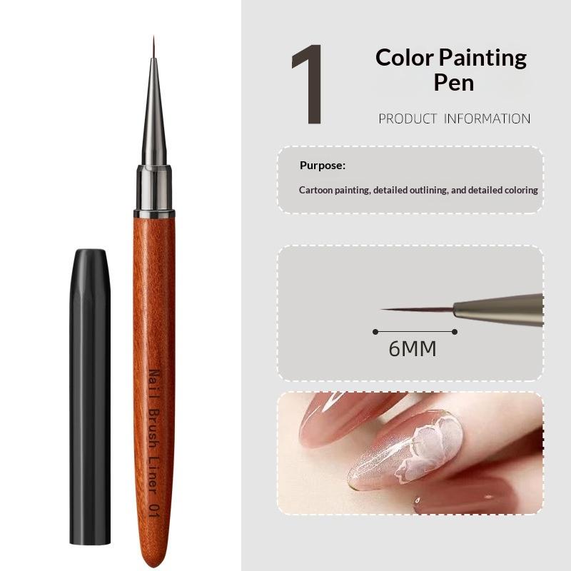 Nail Art Liner Brush Detail Brush Wood Handle Drawing Painting Pen UV Gel Extension Carving Pen Manicure Tool