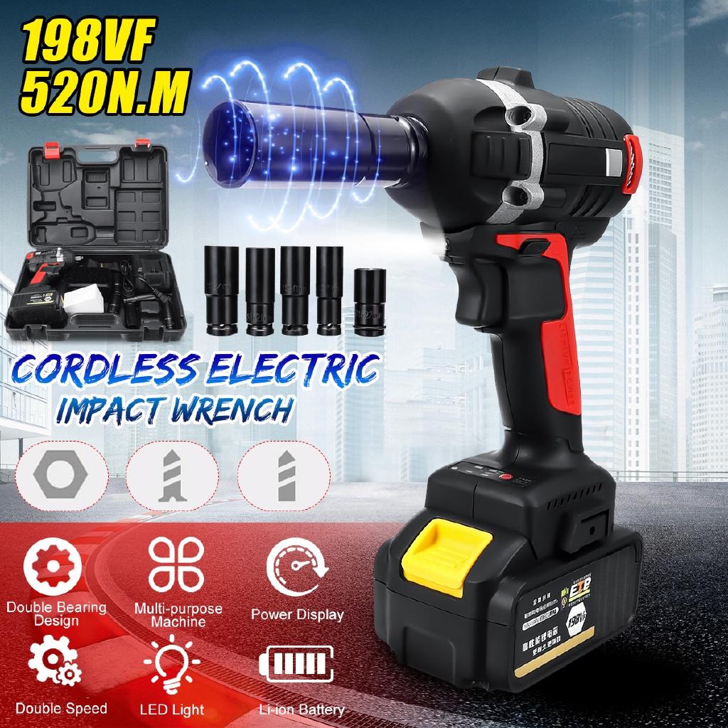 198VF 320NM-520N.M Brushless Motor Rattle Set Li-ion Battery Cordless Electric Impact Wrench 250*110*75mm