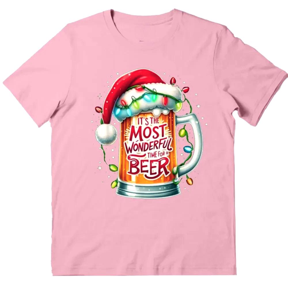 

Funny Santa Claus Drinking Beer Wonderful Time Christmas Print TShirt Crew Neck Short Sleeve Casual Women Summer TShirt Clothes S