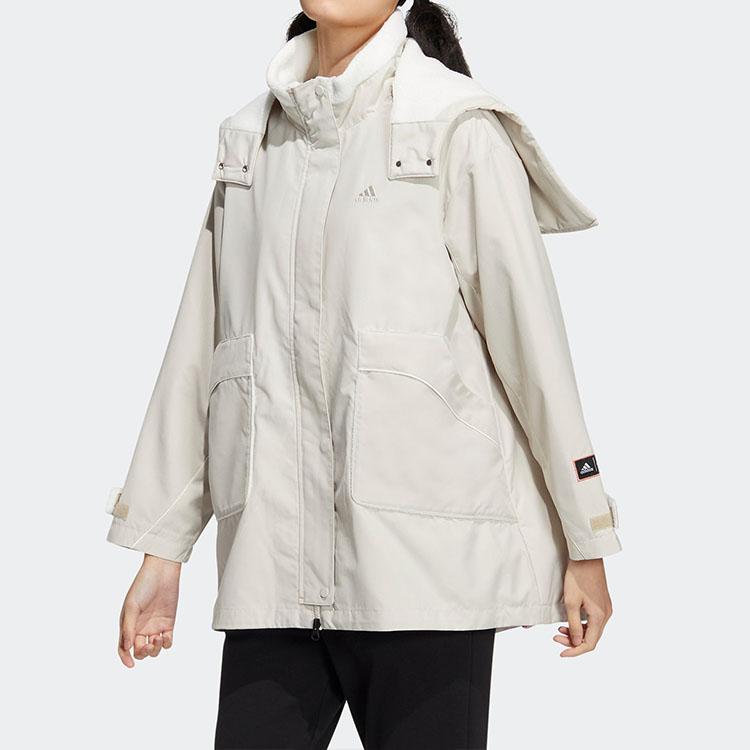 Adidas CNY Series Solid Color Fleece-Lined Sports Hooded Jacket Women Tops Han-Jade-White HZ2996