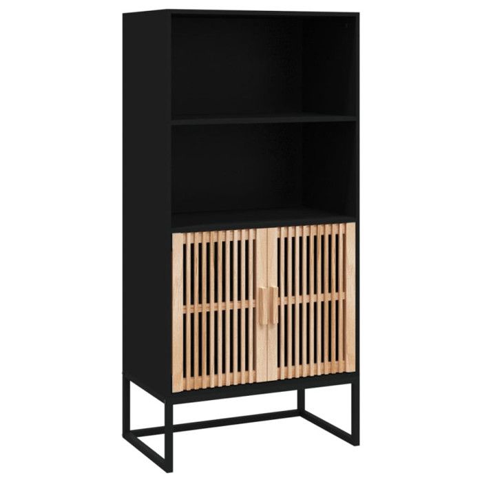 VidaXL Buffet haut noir 60x35x125 cm bois d'ingénierie, buffet, meuble de rangement, placard, armoire, meuble de salon, 352134