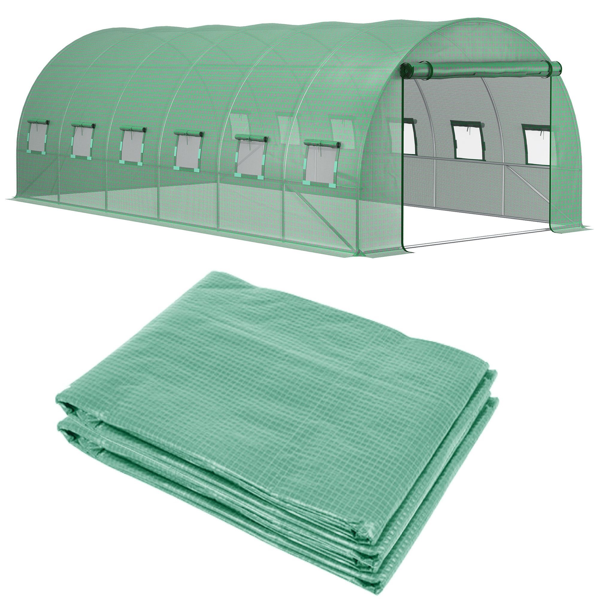 6 X 3 X 2M Serre Tunnel Polytunnel Housse de Remplacement SEULEMENT Jardin d'Hiver Plante Housse PE Pour Tunnel Serre Accès par Porte Fenêtres Enroulables Extérieur