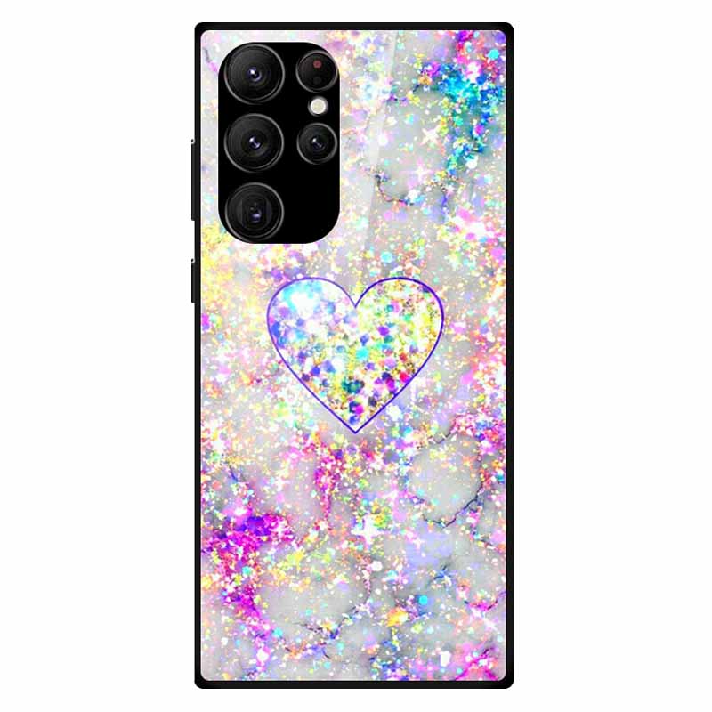 For Samsung S24 Ultra Case Tempered Glass Fashion Hard Back Cover for Galaxy S24Ultra 5G Cases Luxury Bumper S24 Plus S24 FE S24