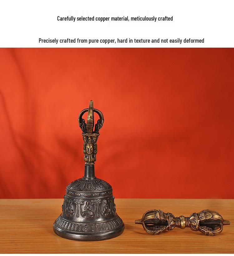 Nepal Vajra Bell & Dorje Tingsha: Bronze Practice Bell for Tibetan Buddhism Altar