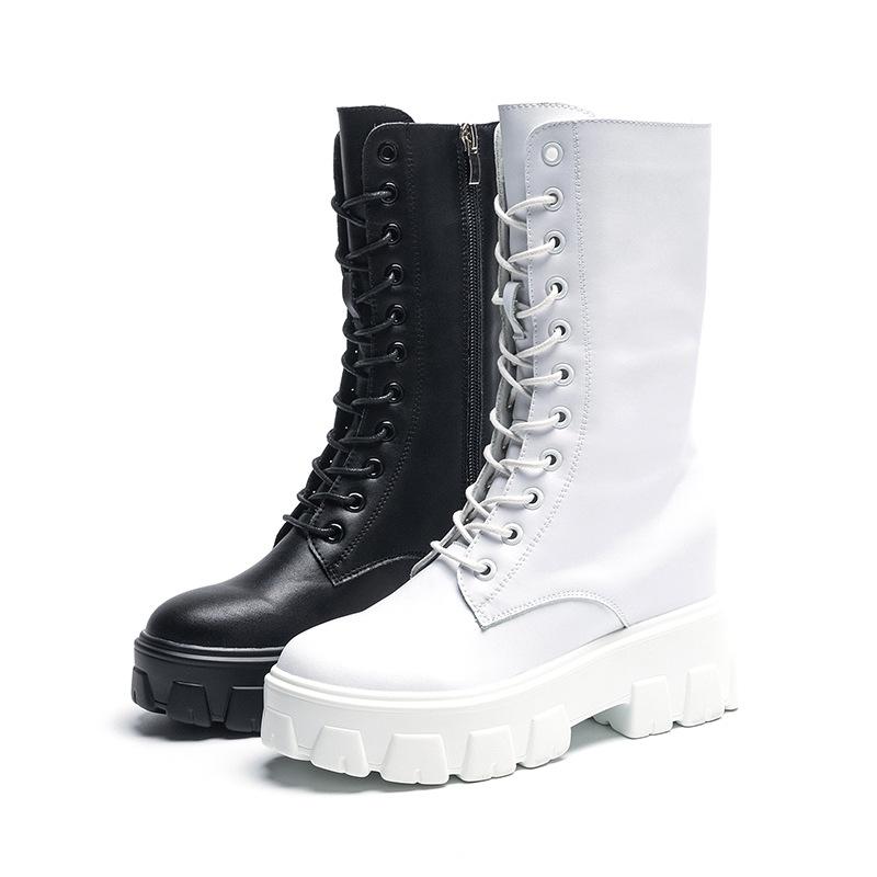 Martin Boots Women's 2025 New Medium Tube Women's Short Boots Thick-soled Inner Height-increasing Thin Boots Fashion Leather Boots Korean Version 