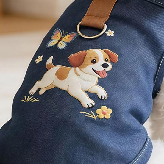 Dog Clothes for Small Medium Dogs Summer Dog Denim T Shirt Soft Breathable Pullover Puppy Costume with Leash Ring