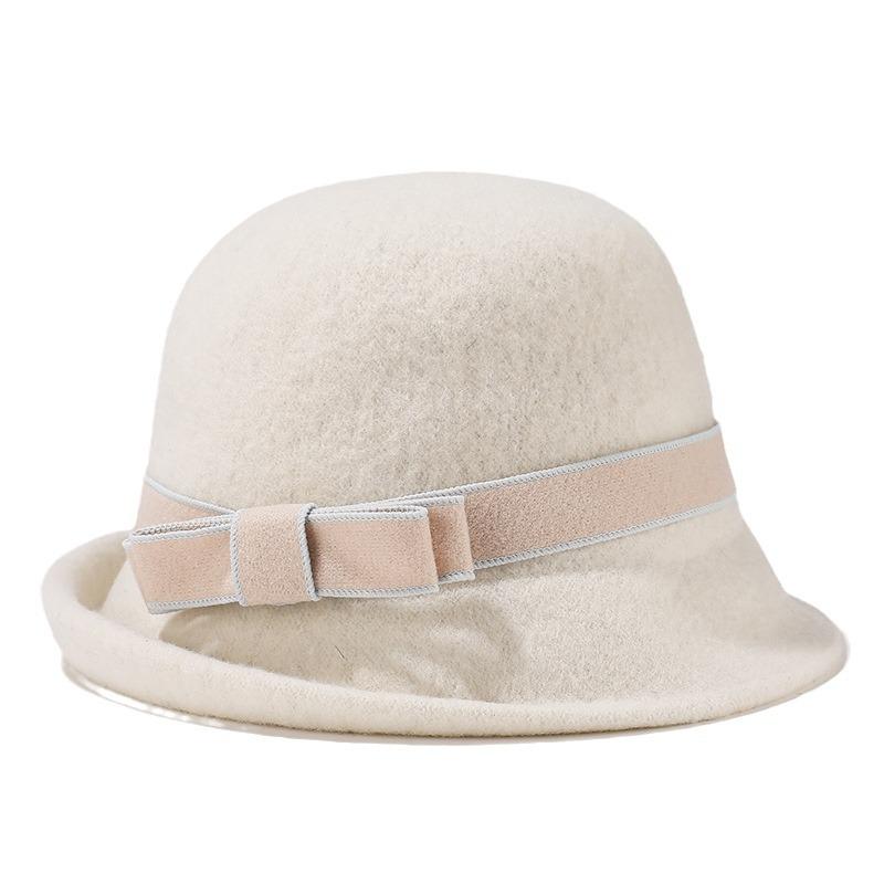 Herbst Winter Gürtel Wolle Fischerhut Damen Woll Becken Hut