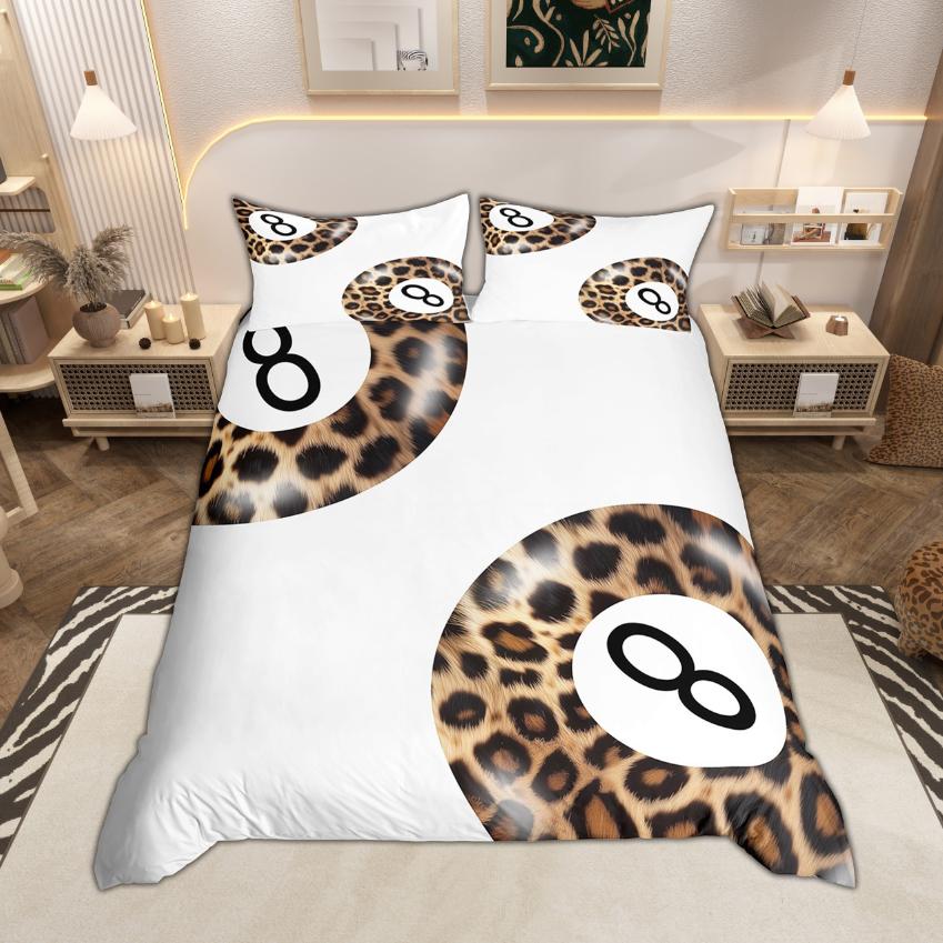 Homewish Brown Cheetah Print Duvet Cover Set Chic Leopard Printed Quilt Cover Set Jungle Animal Theme Bedding Set