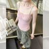 French Sweet Pink Floral Sleeveless Small Suspender Vest Women's Summer Unique and Beautiful Outer Wear Inner Tube Top
