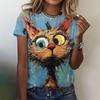 Fashionable Women's Fun Cat Printed T-shirt