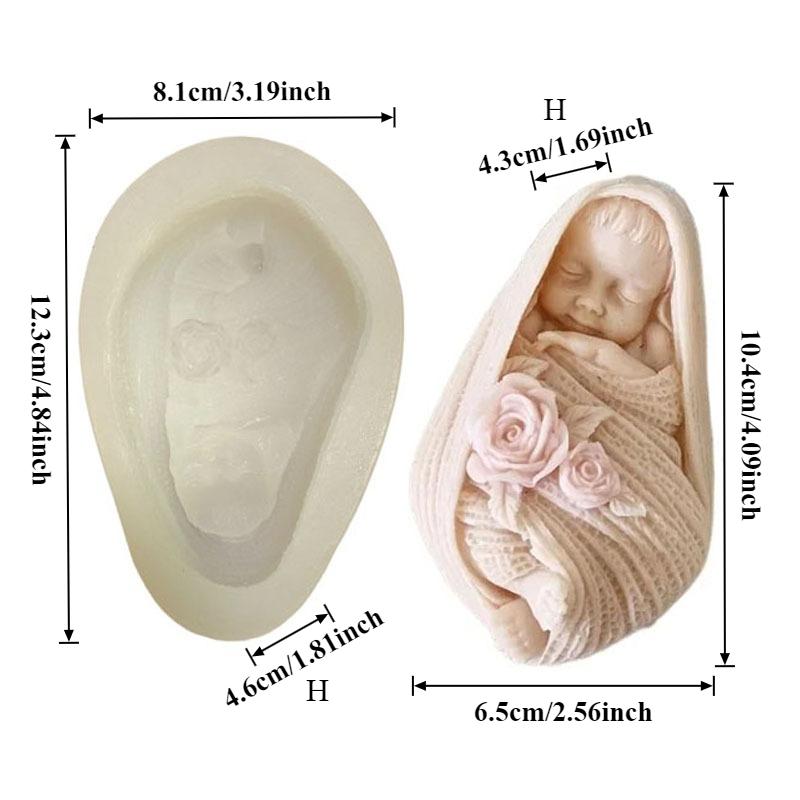 3D свеча спящий ребенок силиконовая форма DIY Полная луна Портрет ребенка Гипс Смола Поделки Цементная форма Ручная работа Подарок на День матери