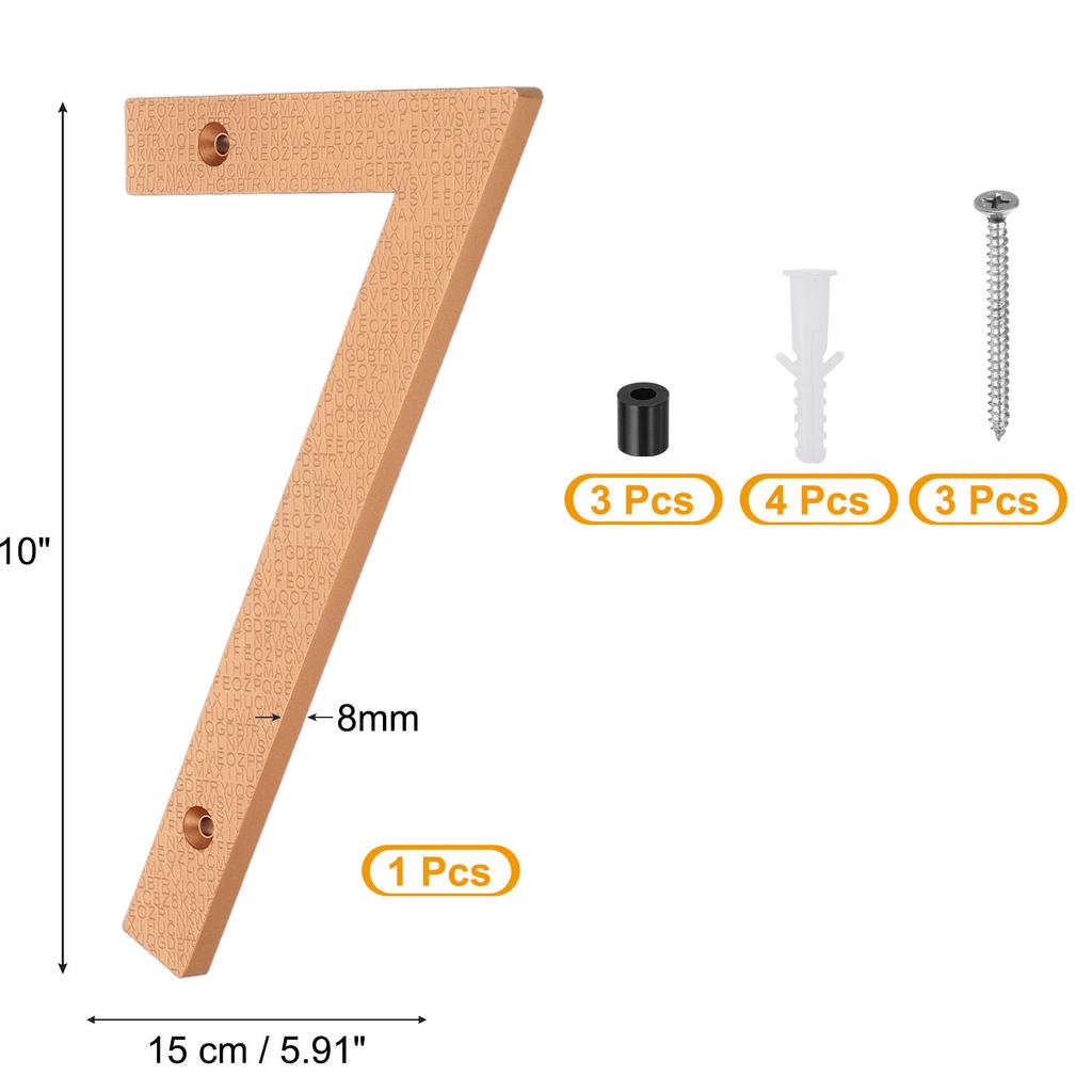 10 Inch House Number, House Address Numbers Sign Large Floating Modern with Screws for Outside Door Wall Street, Gold, 0-9