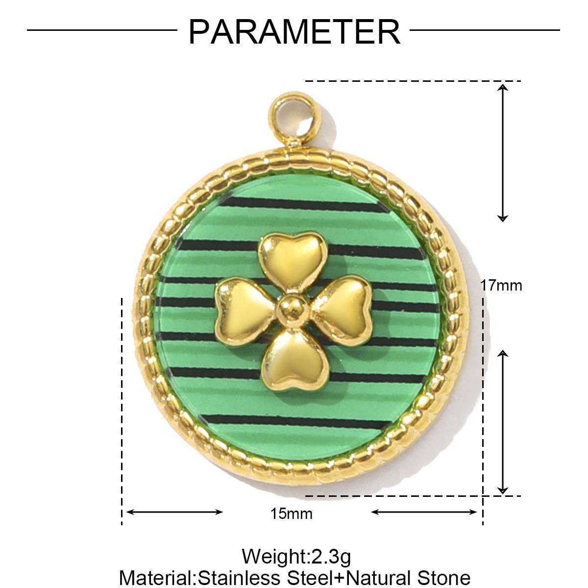 

3pcs/Lot French Stainless Steel Rhinestone Crescent Heart Necklace Pendant Malachite Clover DIY Charm Women Pearl Leaf Jewelry