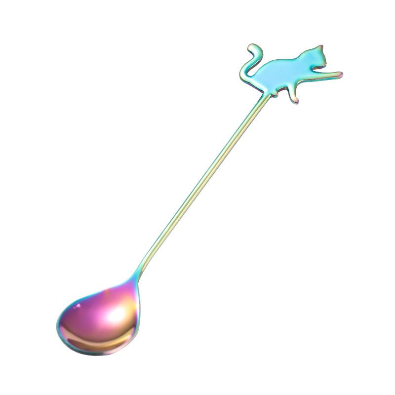 Cute Cat Shaped Stainless Steel Coffee Spoon Stirring Spoon Suitable for Dessert Snack Ice Cream Teaspoon Kitchen Tableware 2025