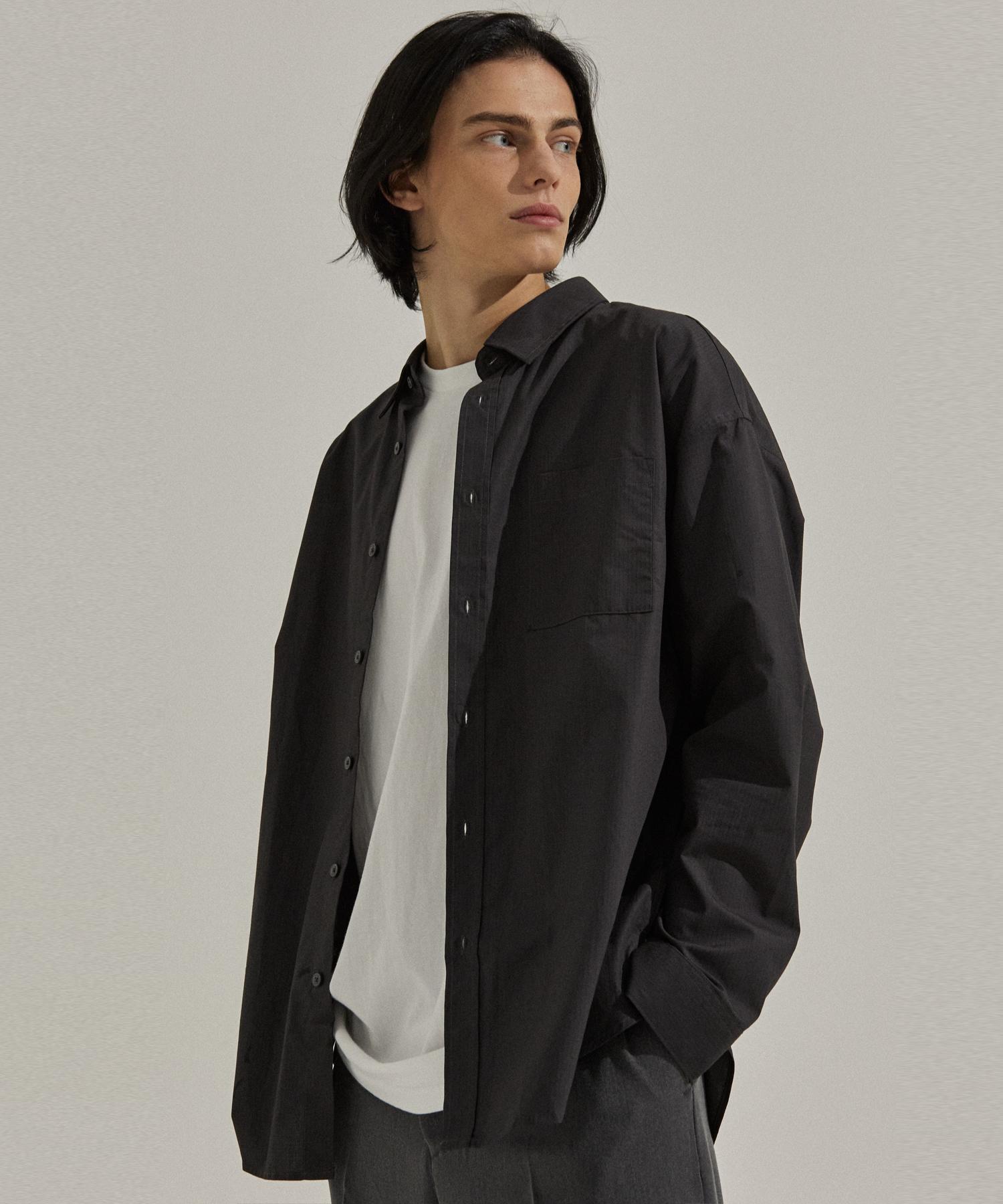 Pal Lab Square Rib Knit Oversized Shirt_Pl21F8Sh001_Charcoal Reference/M