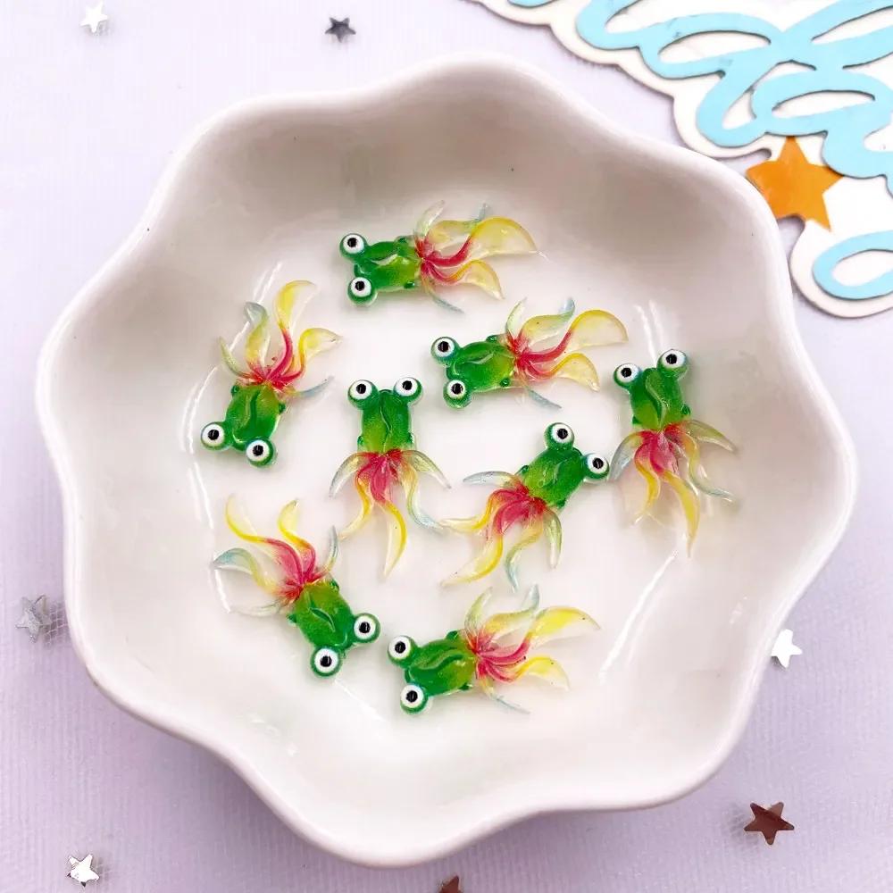 

20 шт., симпатичная фигурка золотой рыбки с разноцветными глазами из смолы, аппликация из стразов на плоской основе, своими руками, украшения для альбома, маникюрные аксессуары для творчества