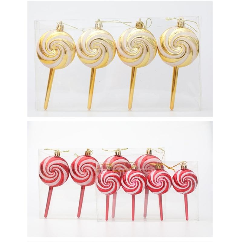 Christmas Tree Decorations Candy Ornaments Pack of 4 Lollipop Hanging Ornaments for Festivals