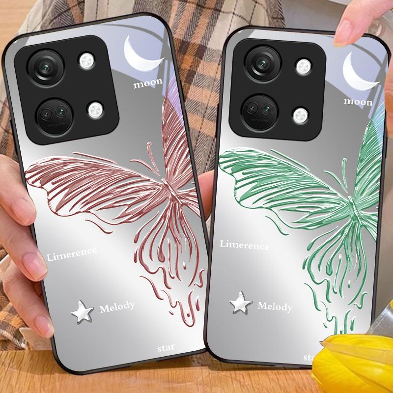 Metallic Butterfly Für OnePlus Nord 3 5 6T 7 Pro 8 12 10T Reno8 Lite 5G 10R Nord N30 Hartschale Panzerglas Handyhülle Schwarz