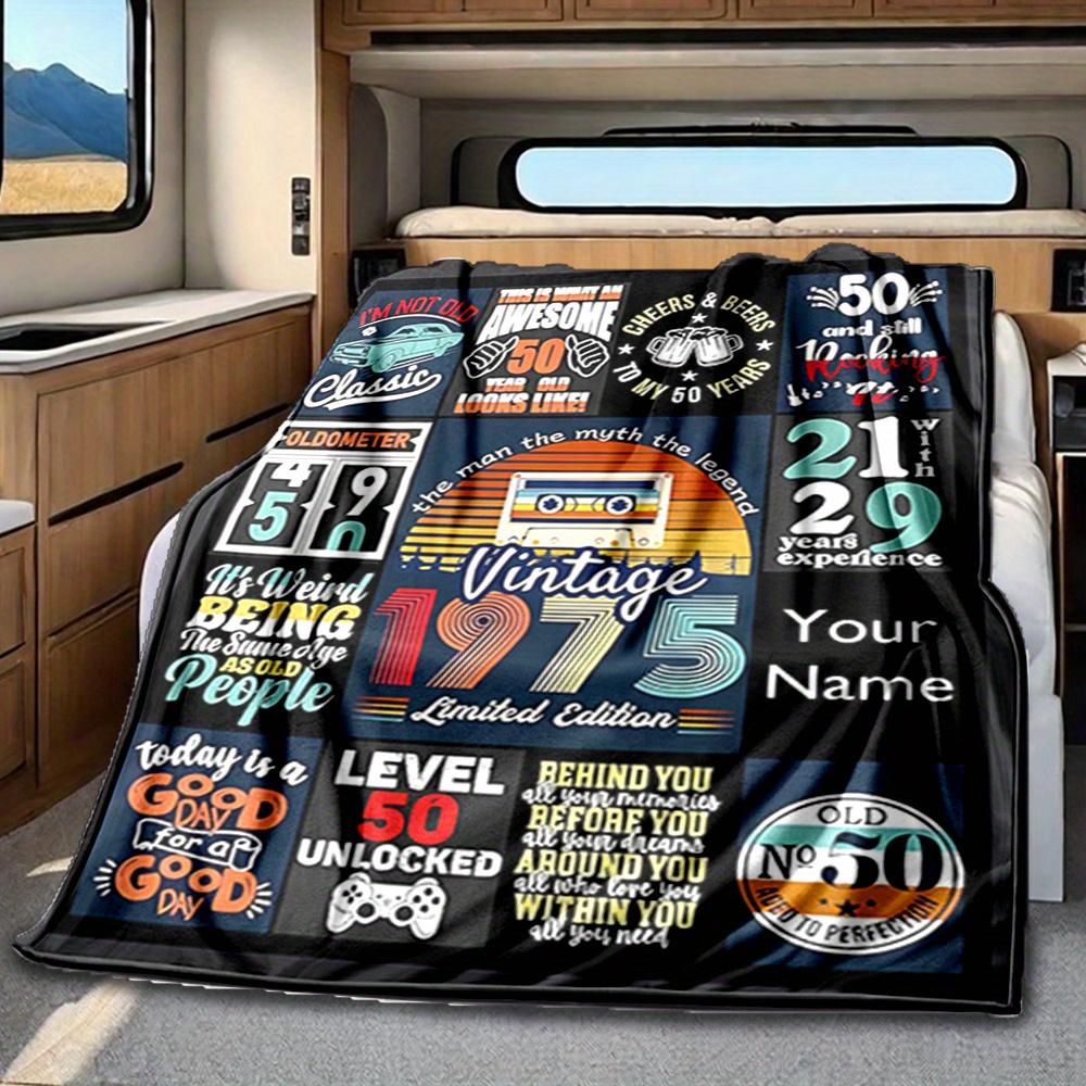Happy 50Th Birthday To You Blanket Personalized Name Soft Comfortable Stylish Blanket Car Blanket Perfect For Travel Camping Outdoor Home Suitable For