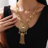 Collier Pendentif Style Tribal Indien en Alliage Doré Avec Motif Fleur en Cristal Pour Femmes