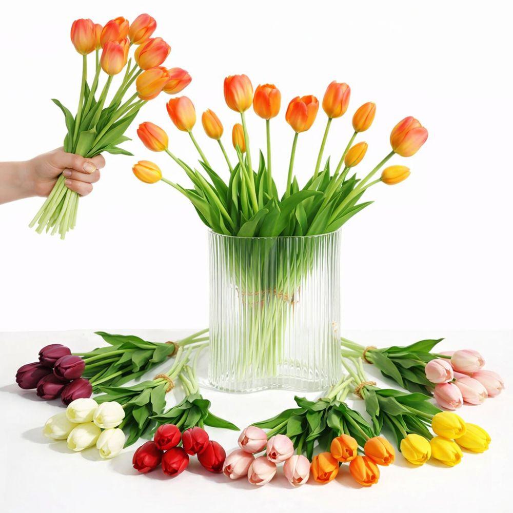 5Pcs/1Pc Luxury Latex Tulips Artificial Flowers Realistic Real Touch Hand Bouquet 41CM Simulated Bouquet For Wedding Home Decor