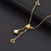Non-Fading Sweet Fresh Necklace: Titanium Steel Tassel with Diamond-Embellished Multiple Butterflies