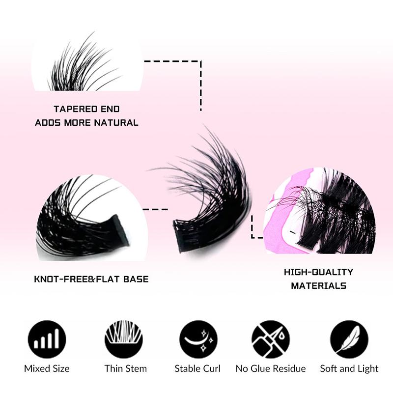 Cluster Lashes Individual Extensions Mixed Tray DIY Eyelash Set Soft Natural Curl Long Lasting for Party and Everyday Use