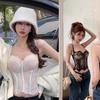 Retro Slimming Lace Tank Top with Built-in Bra Pads