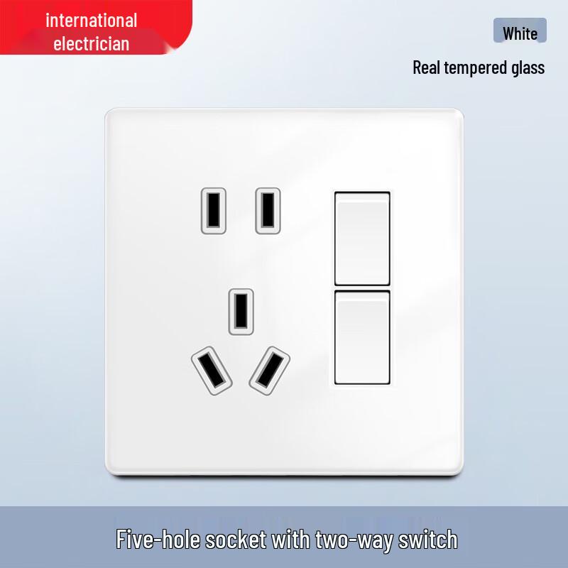 

Ruidetai 86-Type Tempered Glass Double Control Switch Socket Panel (2-Pack) CN plug (adapter included)