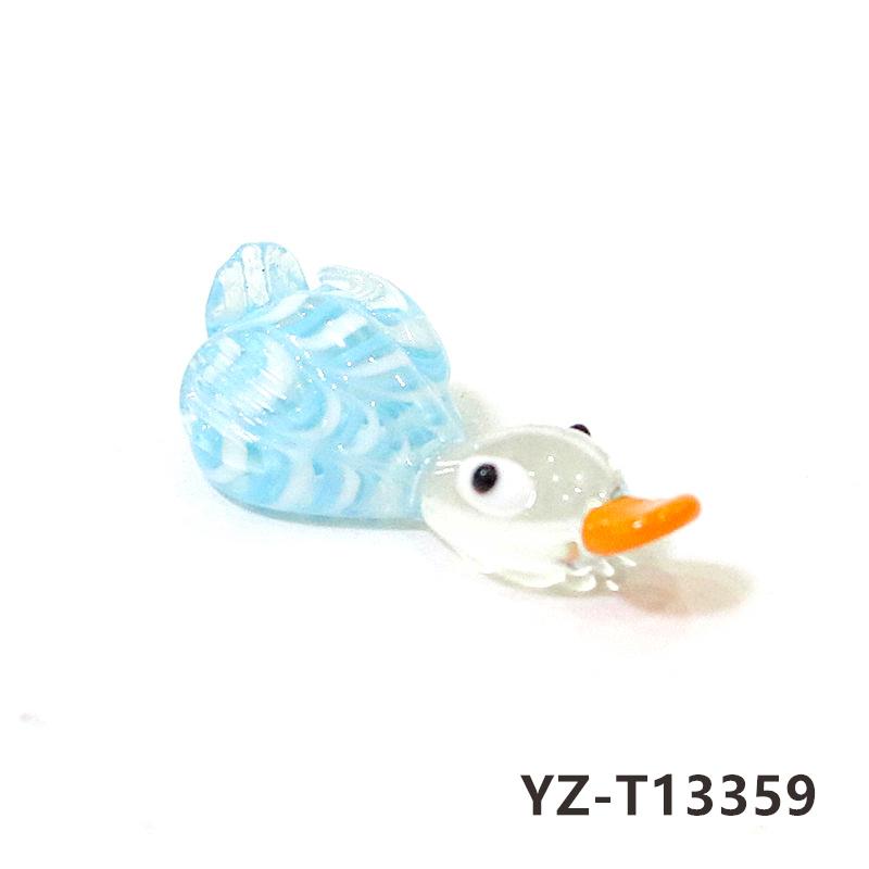 Colorful Cute Glass Duck Mini Figurine Craft Ornament Easter Animal Tiny Statues Home Table Micro Fairy Garden Decor Accessories